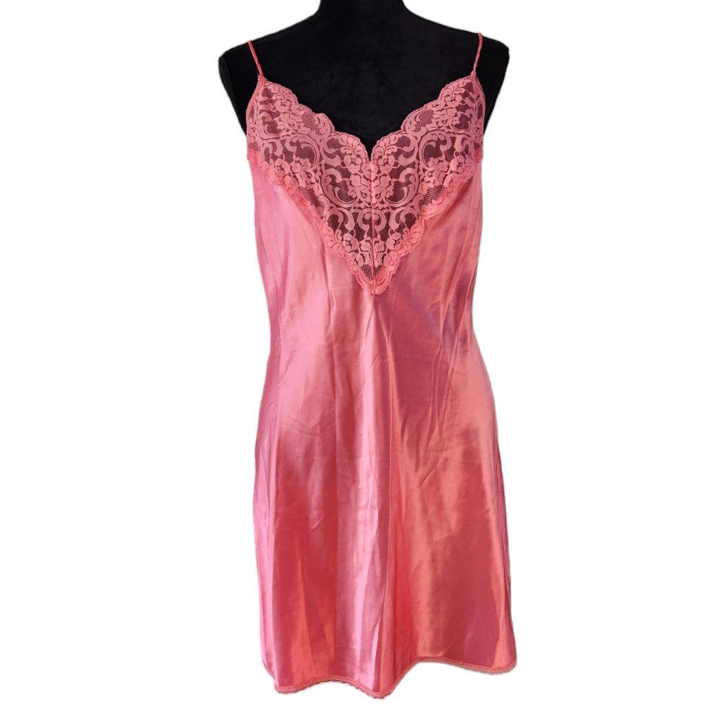 Vintage Wendy Ann Pink Slip Dress Nightie Nightgown Romantic Coquette Medium